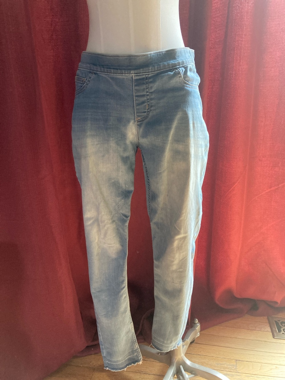 Justice Light Blue Girls Washed Denim Jean leggings, 14 plus